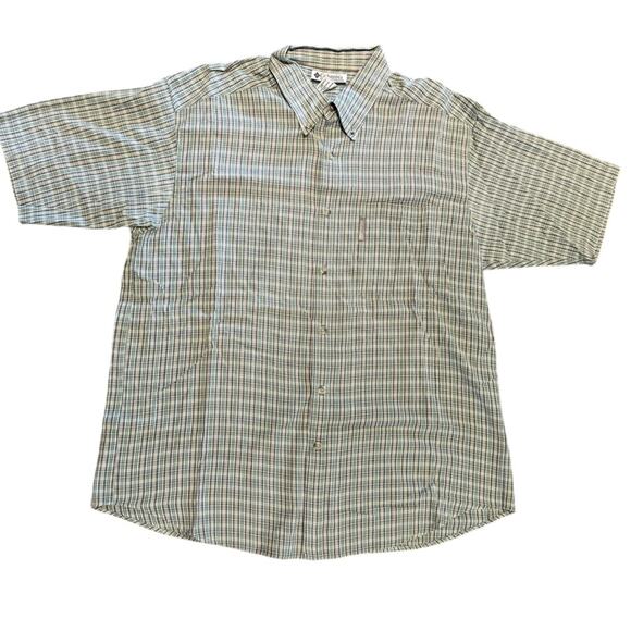Columbia Other - Columbia Men's Large Green and Purple Plaid Short Sleeve Cotton Shirt